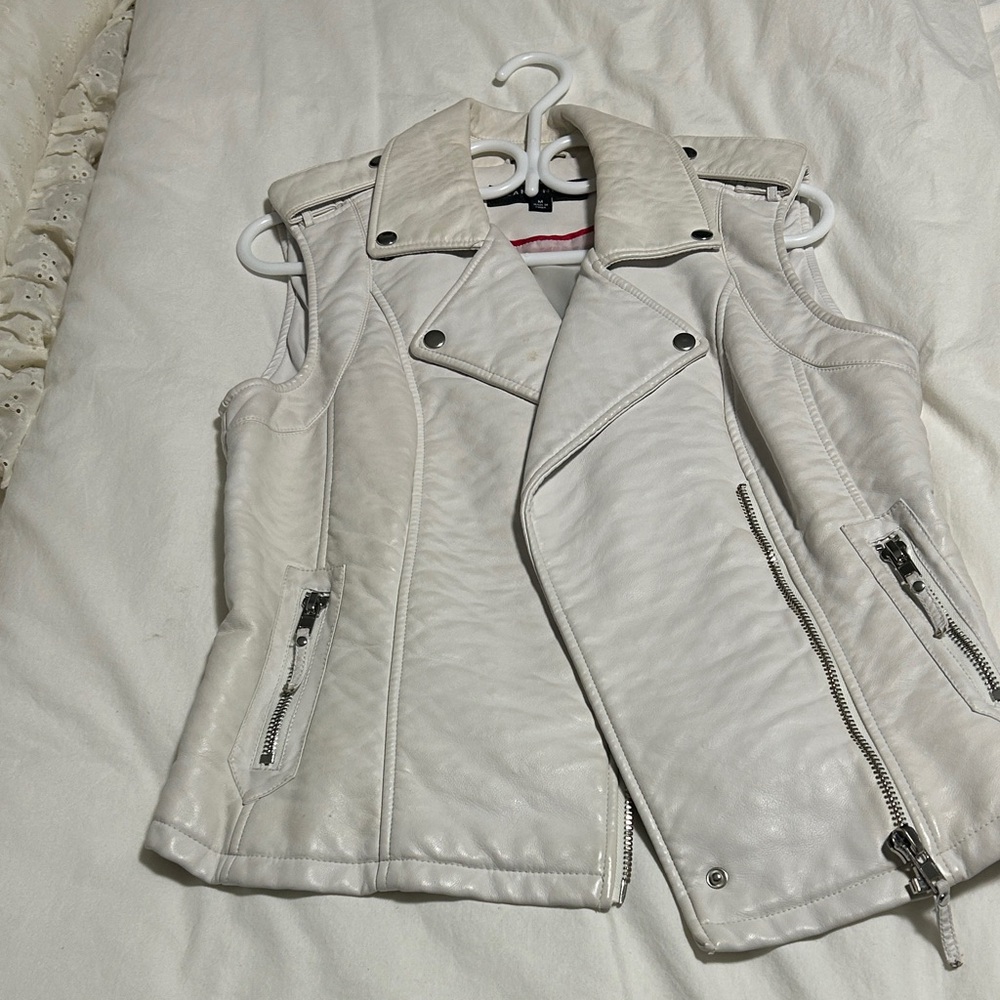 Blanc Noir Ivory Sleeveless Biker Vest